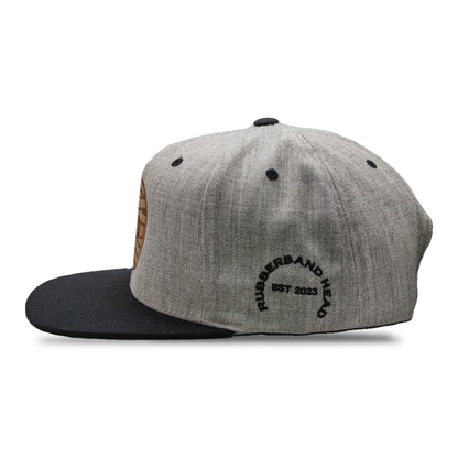 GREY / BLACK RUBBERBAND HEAD SNAPBACK