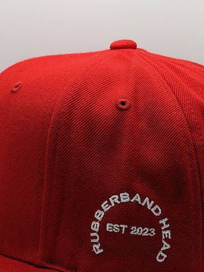 CHERRY RED RUBBERBAND HEAD SNAPBACK